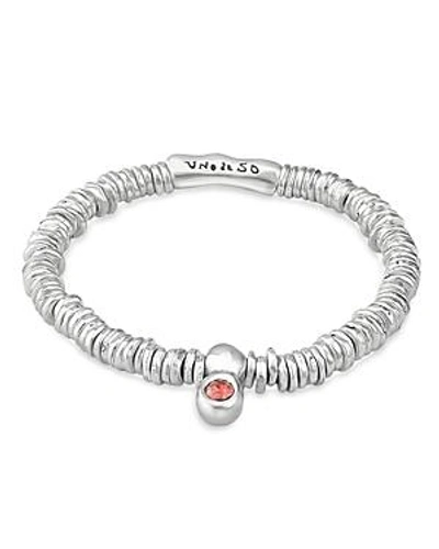Shop Uno De 50 Orange Crystal Stretch Bracelet In Silver