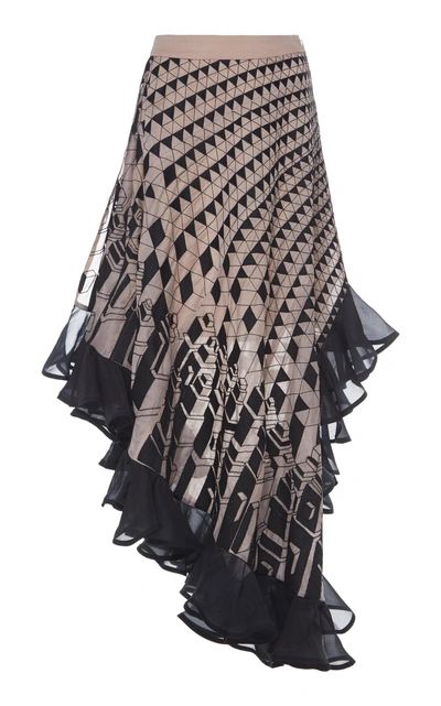 Shop Rahul Mishra Evolutie Ruffle Skirt In Print