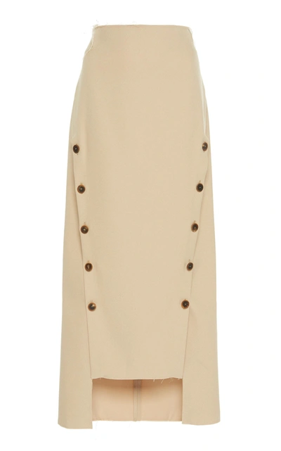 Shop A.w.a.k.e. Double Button Twill Skirt In Brown