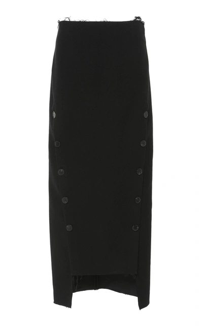 Shop A.w.a.k.e. Double Button Wool Skirt In Black