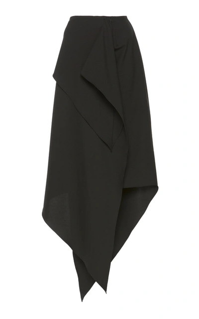 Shop A.w.a.k.e. Asymmetric Draped Wool Skirt In Black