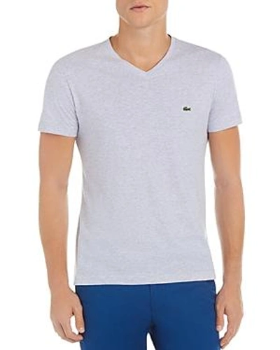 Shop Lacoste V-neck Tee In Silver