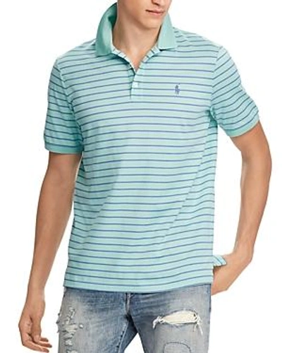 Shop Polo Ralph Lauren Striped Stretch Mesh Classic Fit Polo Shirt In Green