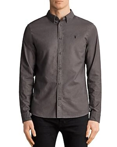Shop Allsaints Huntingdon Slim Fit Button-down Shirt In Heath Gray