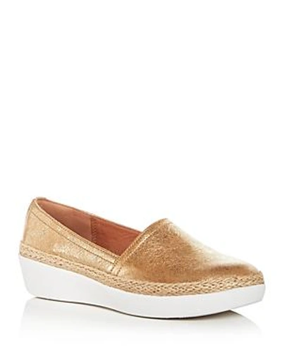 Shop Fitflop Women's Casa Leather Sneaker Loafers In Metallic Gold