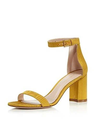 Shop Stuart Weitzman Women's Lessnudist Grosgrain Ankle Strap Sandals In Ochre