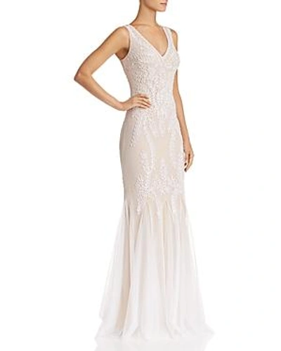 Shop Avery G Soutache Godet Gown In Ivory/nude