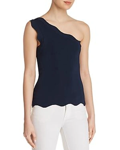 Shop Bailey44 Jasmine Scalloped One-shoulder Top In Midnight Blue