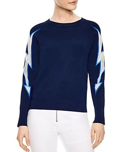 Shop Sandro Sade Lightning Bolt Sweater In Navy Blue