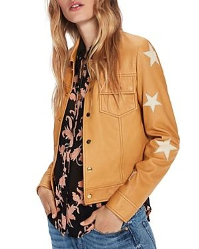 SCOTCH & SODA STAR PATCH LEATHER JACKET 143630