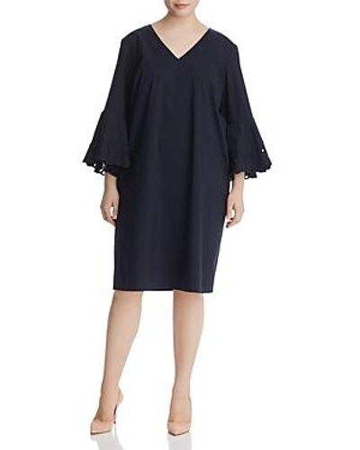Shop Lafayette 148 New York Plus Holly Eyelet-sleeve Dress In Ink
