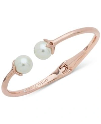 Shop Ivanka Trump Rose Gold-tone Imitation Pearl Hinged Cuff Bracelet