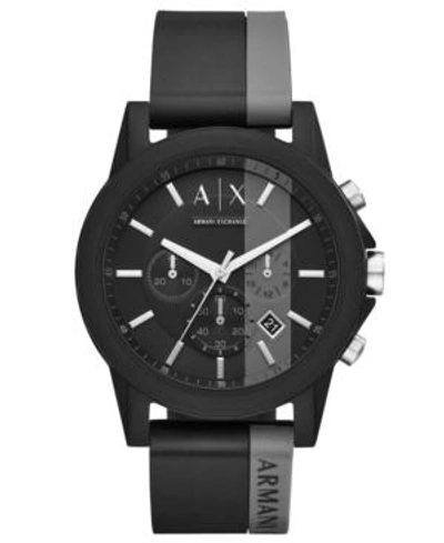 Shop Armani Exchange Ax  Men's Outerbanks Black & Gray Silicone Strap Watch 45mm