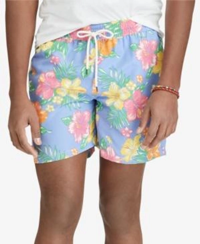 Shop Polo Ralph Lauren Men's 5-3/4" Traveler Swim Trunks In Hibiscus Tropical