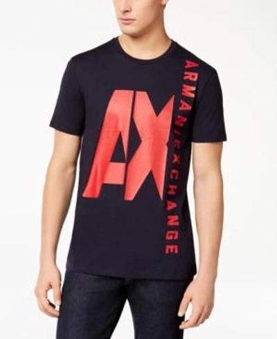 Shop Armani Exchange Men's Enlarged Logo T-shirt In Navy With Red