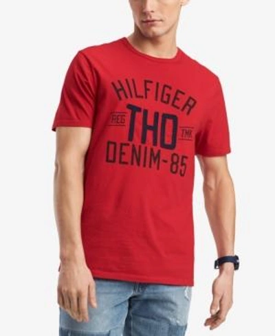 Shop Tommy Hilfiger Denim Men's Graphic-print T-shirt In Racing Red