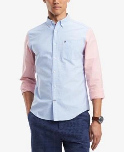 Shop Tommy Hilfiger Men's Jonas Custom-fit Colorblocked Pocket Shirt, Created For Macy's In Multi