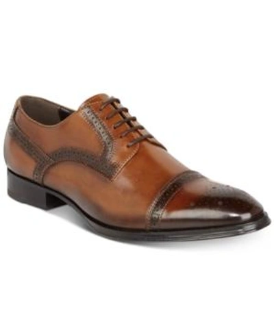 Shop Tallia Men's Bonito Cap-toe Oxfords Men's Shoes In Cognac