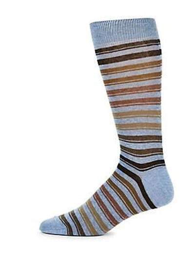 Shop Saks Fifth Avenue Stripe Socks In Light Blue