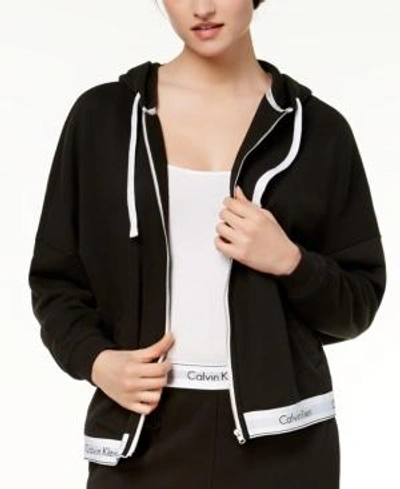 Shop Calvin Klein Full-zip Hoodie In Black