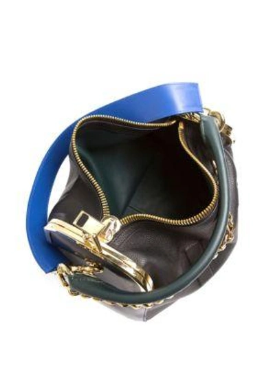 Shop Sacai Hybrid Leather Coin Purse Shoulder Bag In Black