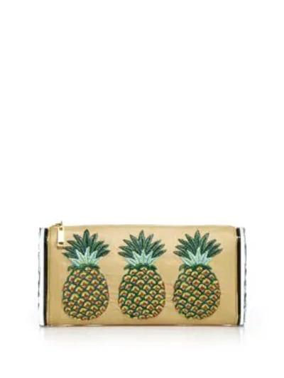 Shop Edie Parker Lara Jumbo Raffia & Acrylic Pineapple Clutch In Beige