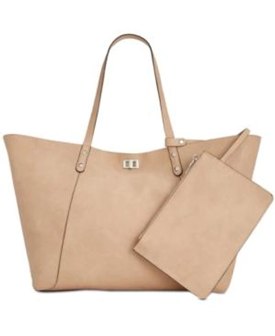 Shop Steve Madden Daisy Turn Lock Closure Extra-large Tote In Nude