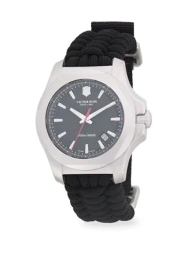 Shop Victorinox Swiss Army Inox Paracord Woven Strap Watch In Black