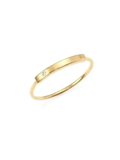 Shop Zoë Chicco Diamond Studded 14k Gold Bar Ring In Yellow Gold