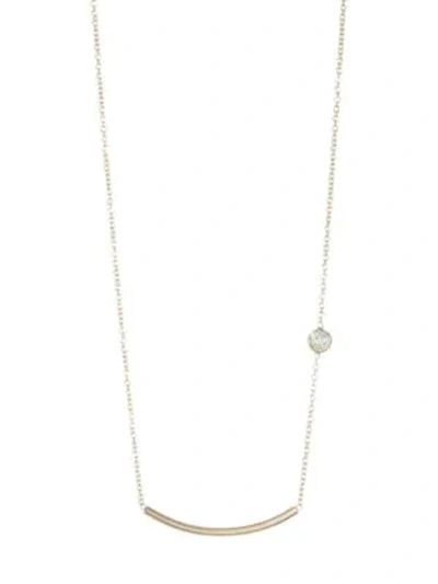 Shop Zoë Chicco Floating Diamond & 14k Gold Bar Necklace In Yellow Gold