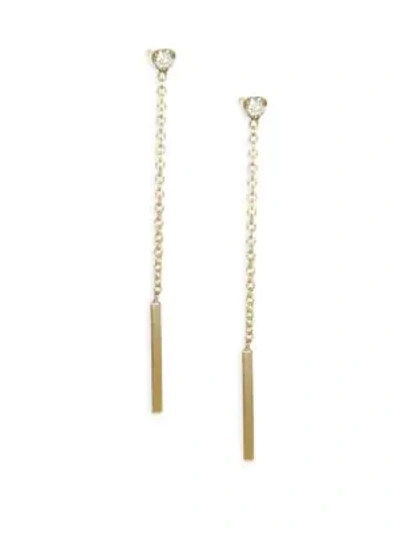 Shop Zoë Chicco Women's Diamond & 14k Gold Chain Bar Earrings In Yellow Gold