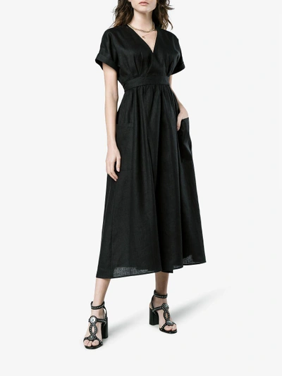 Shop Mara Hoffman Ingrid Wrap Midi Dress In Black