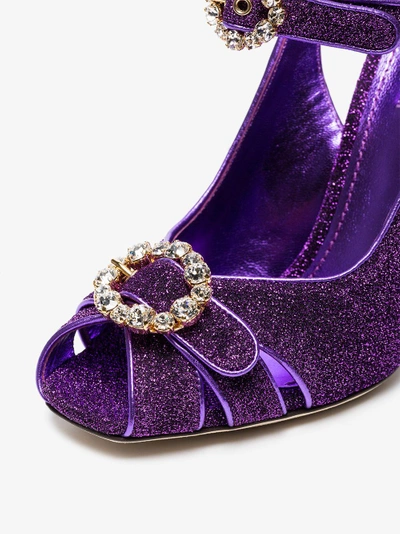 Shop Dolce & Gabbana Purple Bette 105 Lurex Crystal Sandals In Pink&purple