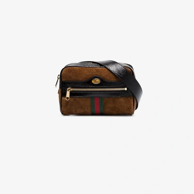 Shop Gucci Brown Ophidia Small Suede Belt Bag