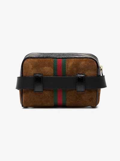 Shop Gucci Brown Ophidia Small Suede Belt Bag