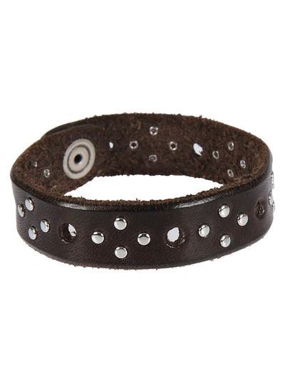 Shop Orciani Cross-patterned Stud Bracelet In Brown