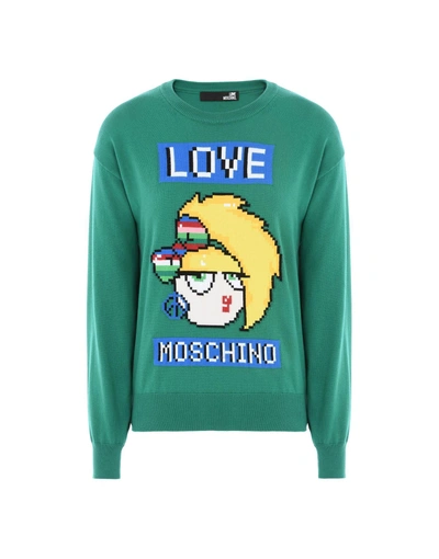 Shop Love Moschino Long Sleeve Sweaters In Green