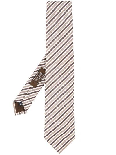 Shop Nicky Striped Pattern Tie In Brown
