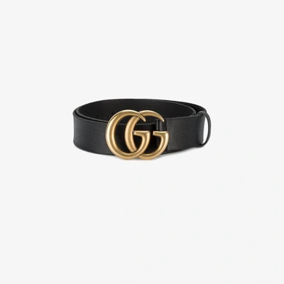 Shop Gucci 'double G' Belt In Black