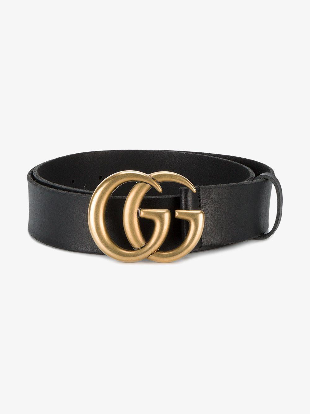wide leather belt with double g