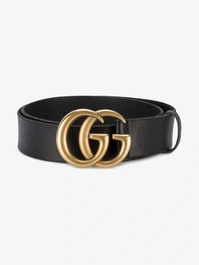 Shop Gucci 'double G' Belt In Black