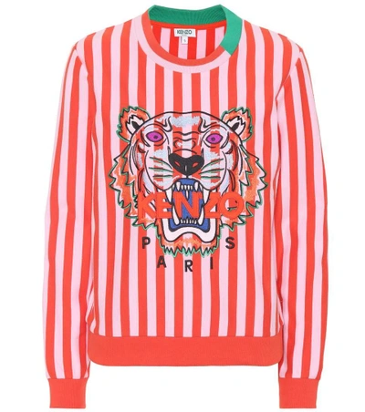 Shop Kenzo Tiger Logo Cotton Sweatshirt In Red
