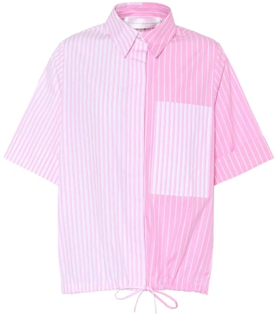 Shop Victoria Victoria Beckham Striped Cotton Top In Pink