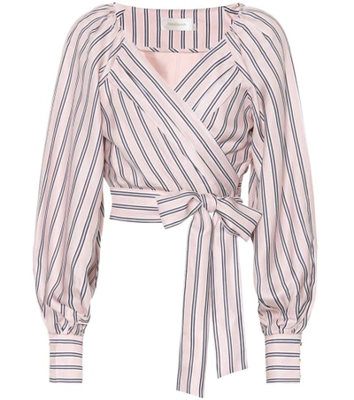 Shop Zimmermann Radiate Silk-blend Wrap Blouse In Pink