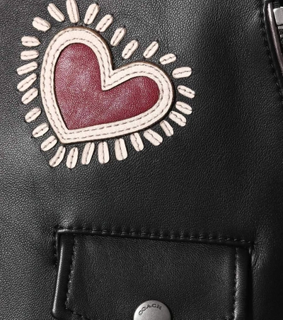 Shop Coach X Keith Haring Leather Jacket