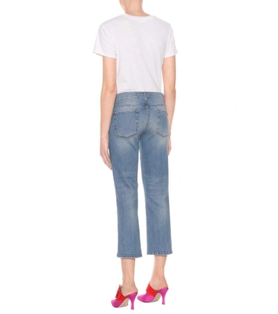 Shop 7 For All Mankind Cropped Mid-rise Bootcut Jeans In Blue