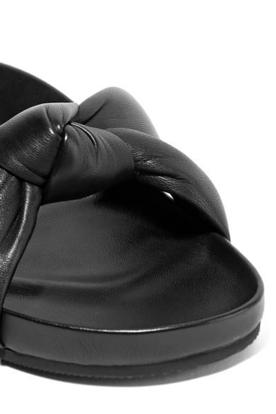 Shop Loeffler Randall Gertie Knotted Leather Slides In Black