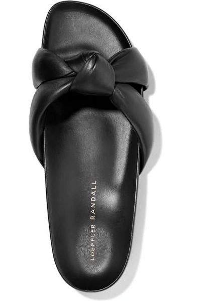 Shop Loeffler Randall Gertie Knotted Leather Slides In Black