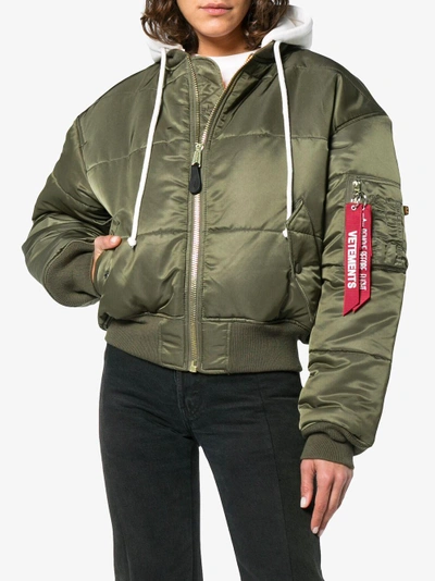Shop Vetements X Alpha Industries Quilted Reversible Bomber Jacket In Green