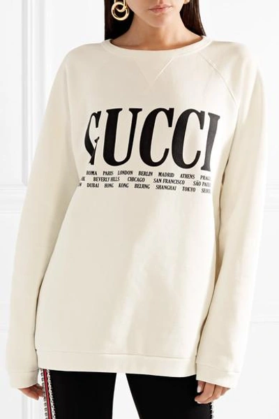 Shop Gucci Oversized Printed Cotton-terry Sweatshirt